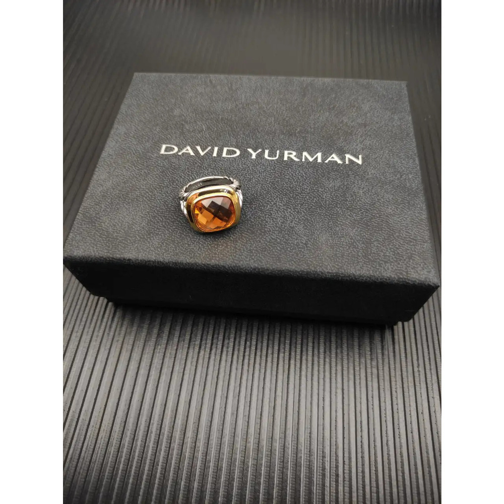 David Yurman two-tone square diamond champagne diamond ring - Picture 2 of 4